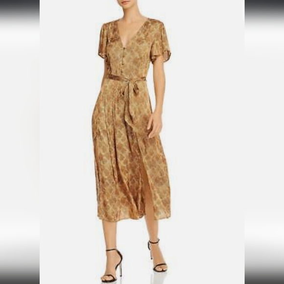 PAIGE Dresses & Skirts - 🆕 NWOT Paige flowy Alayna bronze snake print dress w/2 front slits (no belt)